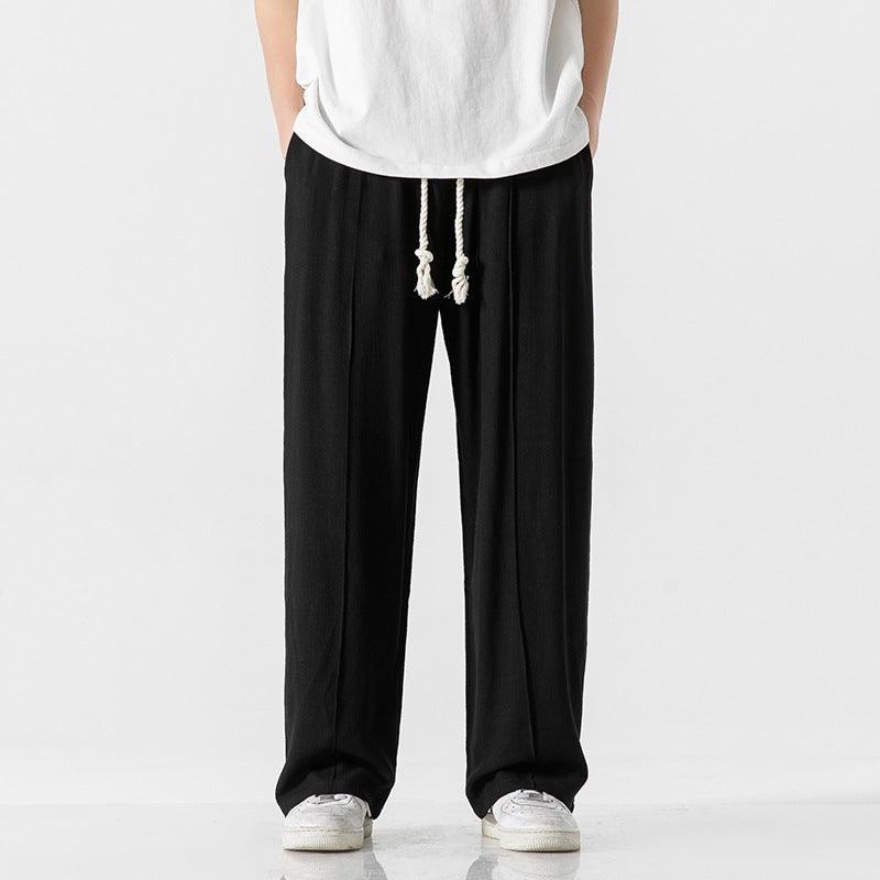 Chinese Style Cotton-Linen Loose Harem Pants Black Infinite Avenue