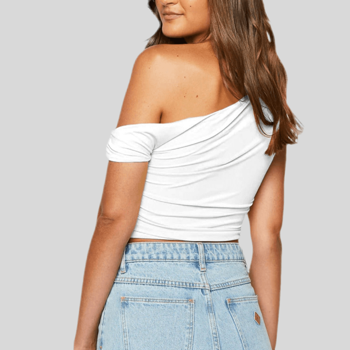 One-Shoulder Pleated Summer Top - Infinite Avenue