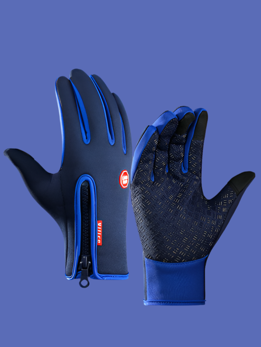 Winter Touchscreen Motorcycle Gloves – Waterproof & Fleece-Lined Blue Infinite Avenue