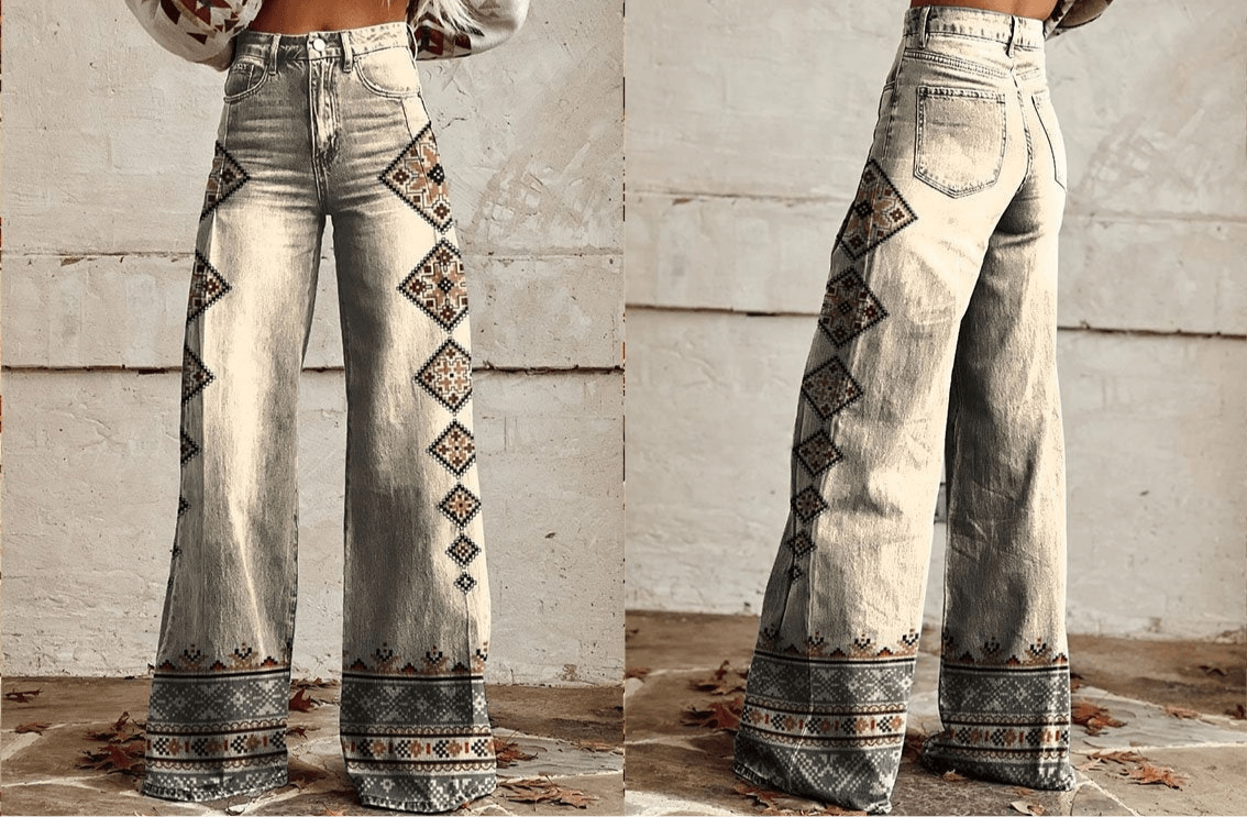 Women's 3D Printed Straight Casual Wide-leg Pants - Infinite Avenue