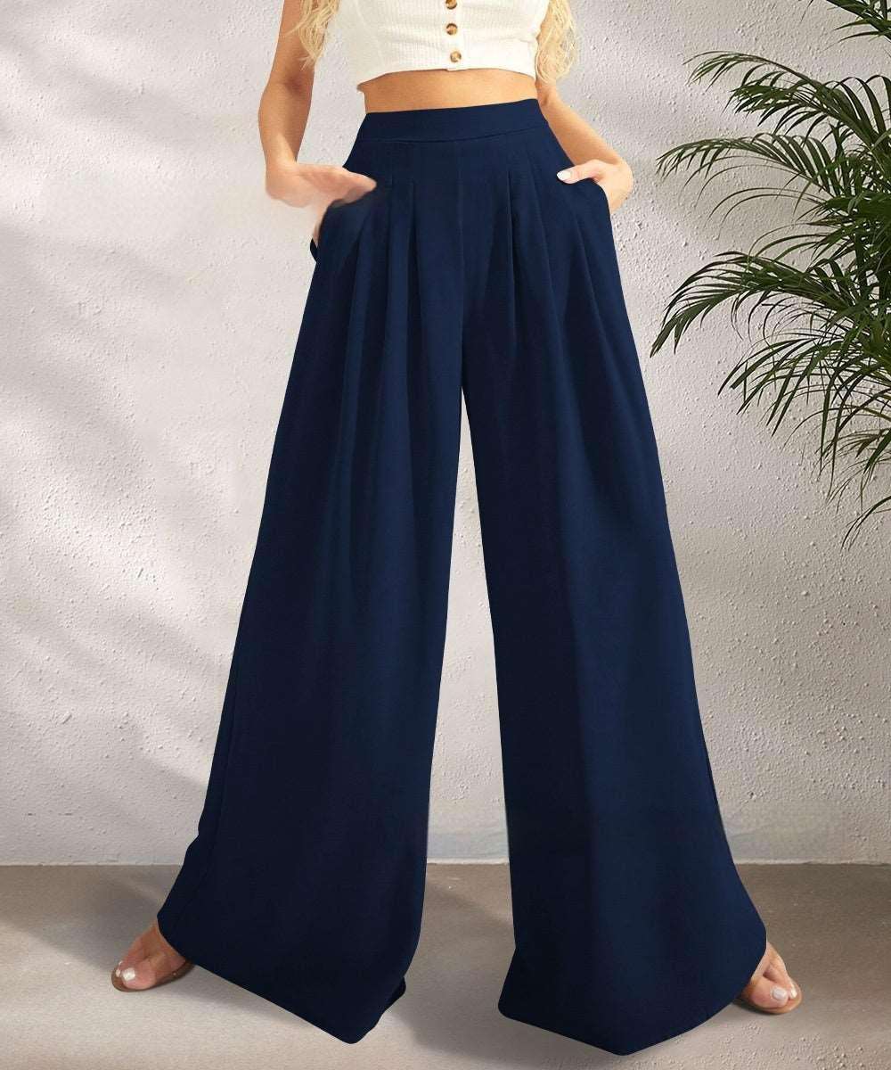 Fashion Women’s Loose Wide-leg Pants Navy Blue Infinite Avenue