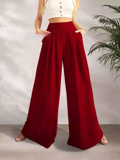 Fashion Women’s Loose Wide-leg Pants Dark Red Infinite Avenue