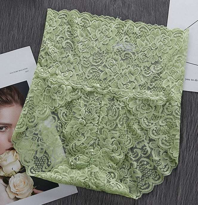 High Waist Lace Underwear Woman Panties Green Infinite Avenue