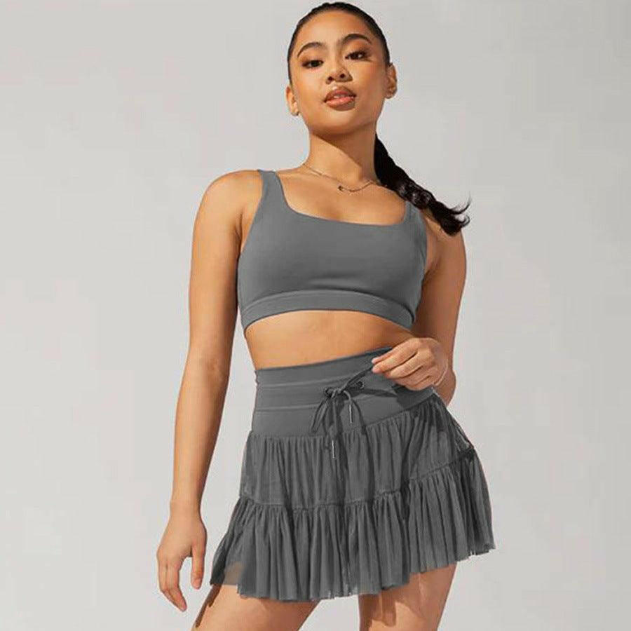 High Waist Lace-up Sports Skirt with Safety Pants - Infinite Avenue