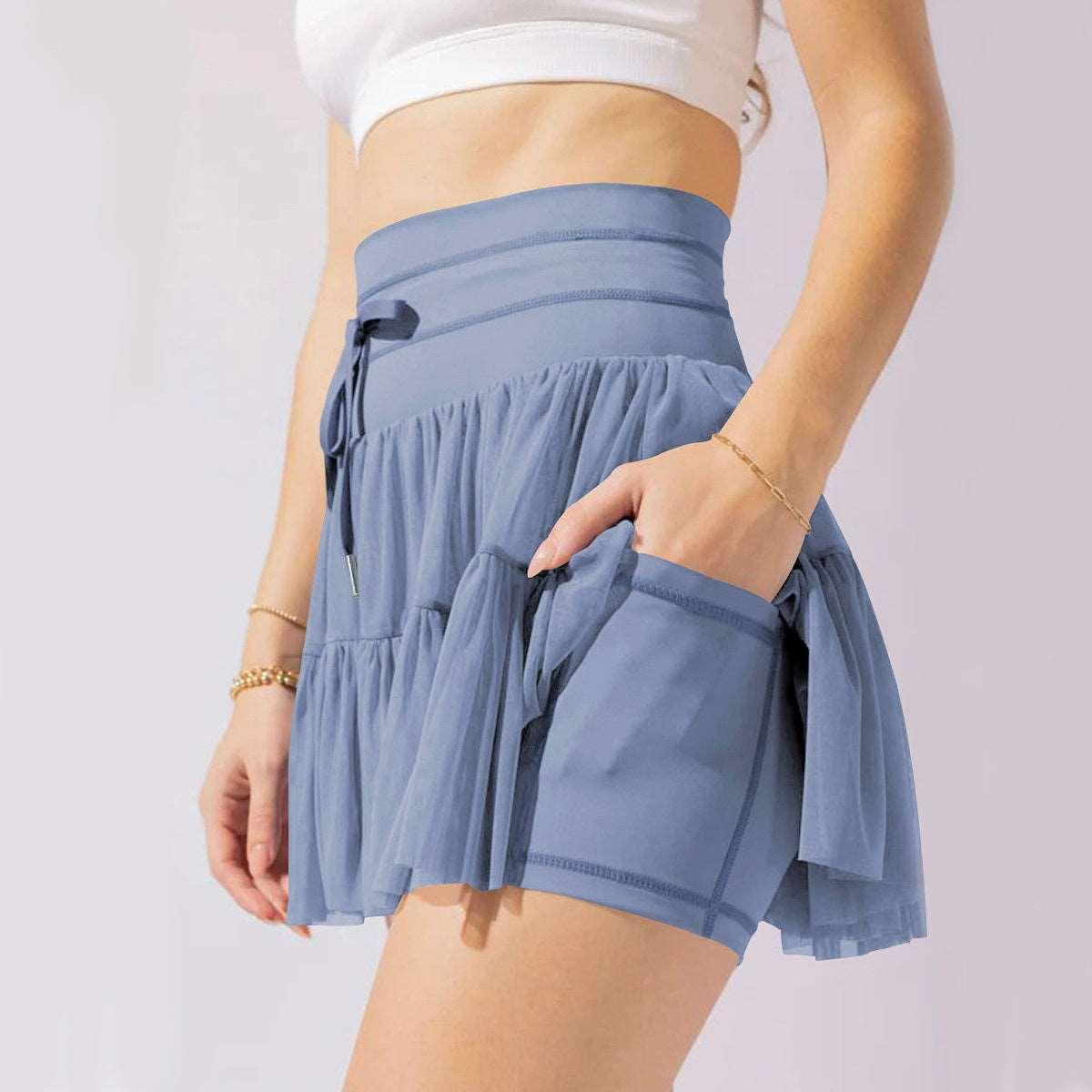 High Waist Lace-up Sports Skirt with Safety Pants - Infinite Avenue