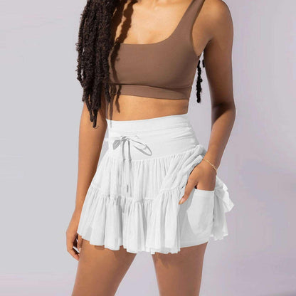 High Waist Lace-up Sports Skirt with Safety Pants - Infinite Avenue