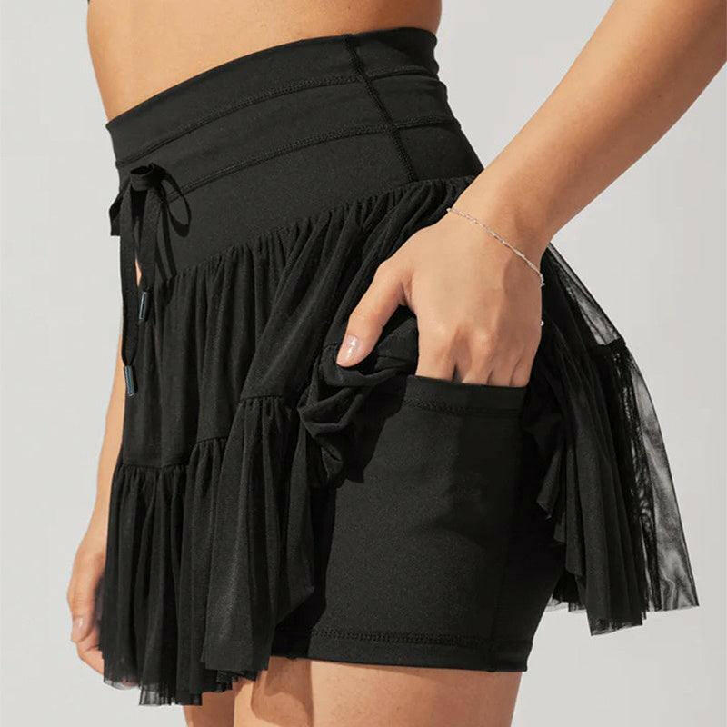 High Waist Lace-up Sports Skirt with Safety Pants - Infinite Avenue