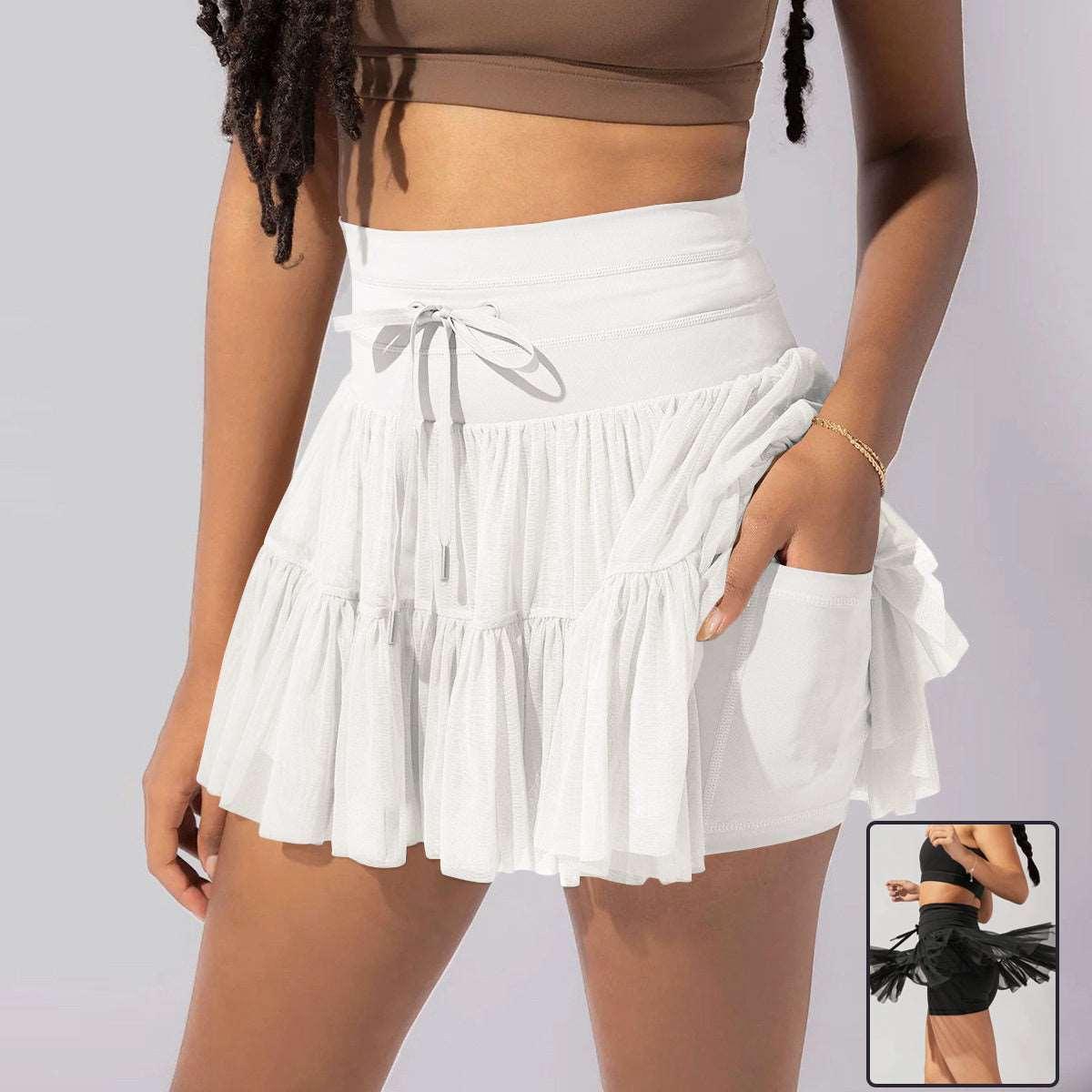 High Waist Lace-up Sports Skirt with Safety Pants - Infinite Avenue