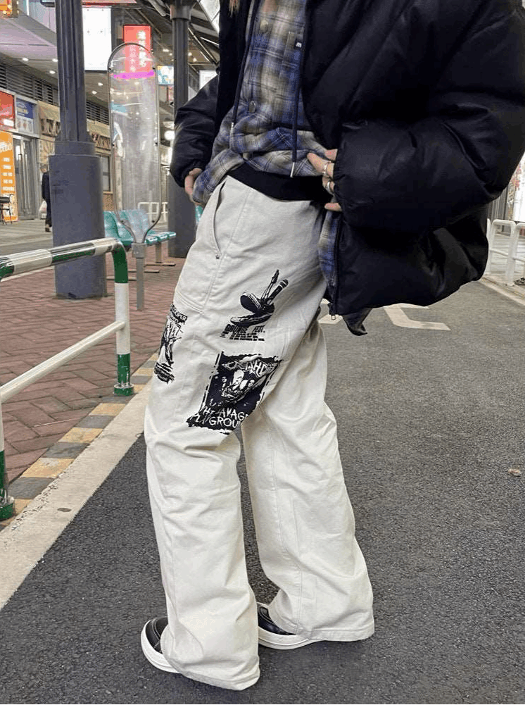 Hip Hop Print Jeans Men's Spring Infinite Avenue