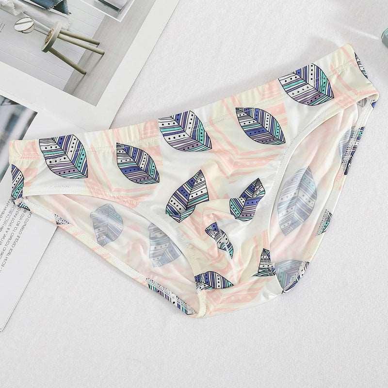 Ice Silk Breathable Printed Quick-Drying Comfort Briefs White Infinite Avenue