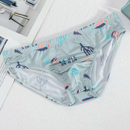 Ice Silk Breathable Printed Quick-Drying Comfort Briefs Light Blue Infinite Avenue