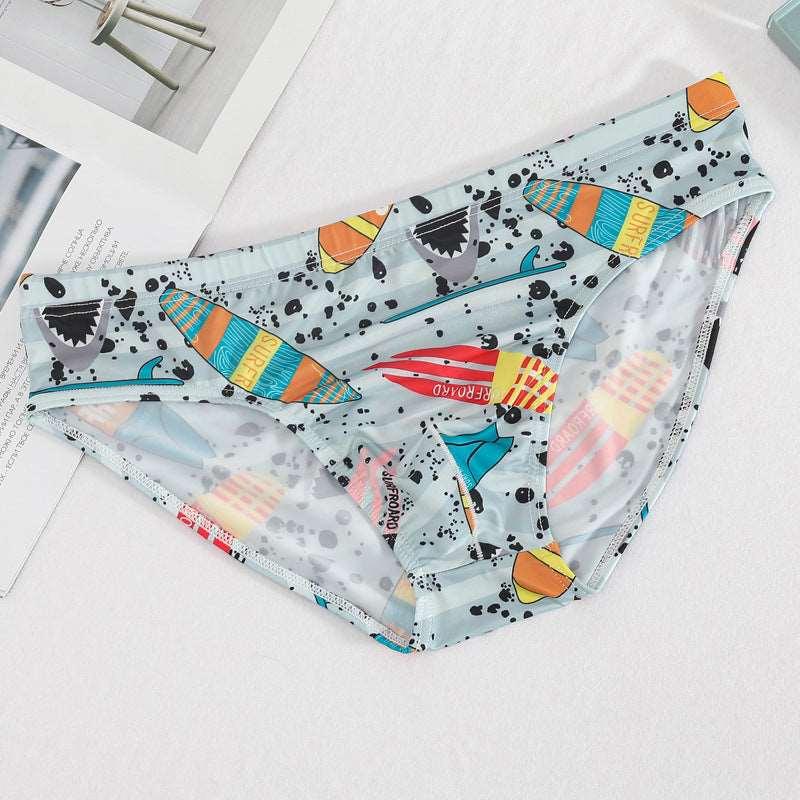 Ice Silk Breathable Printed Quick-Drying Comfort Briefs Gray Infinite Avenue