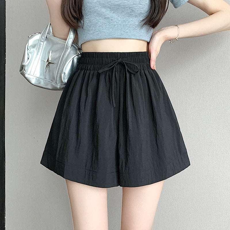 Ice Silk Small Shorts Wide Leg Black Infinite Avenue