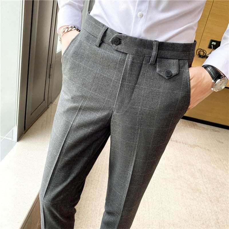 Korean Style Checkered Slim Fit Men’s Suit Pants Infinite Avenue