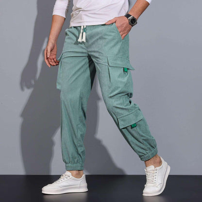 Men's Ankle-tied Loose Casual Trousers Grass Green Infinite Avenue