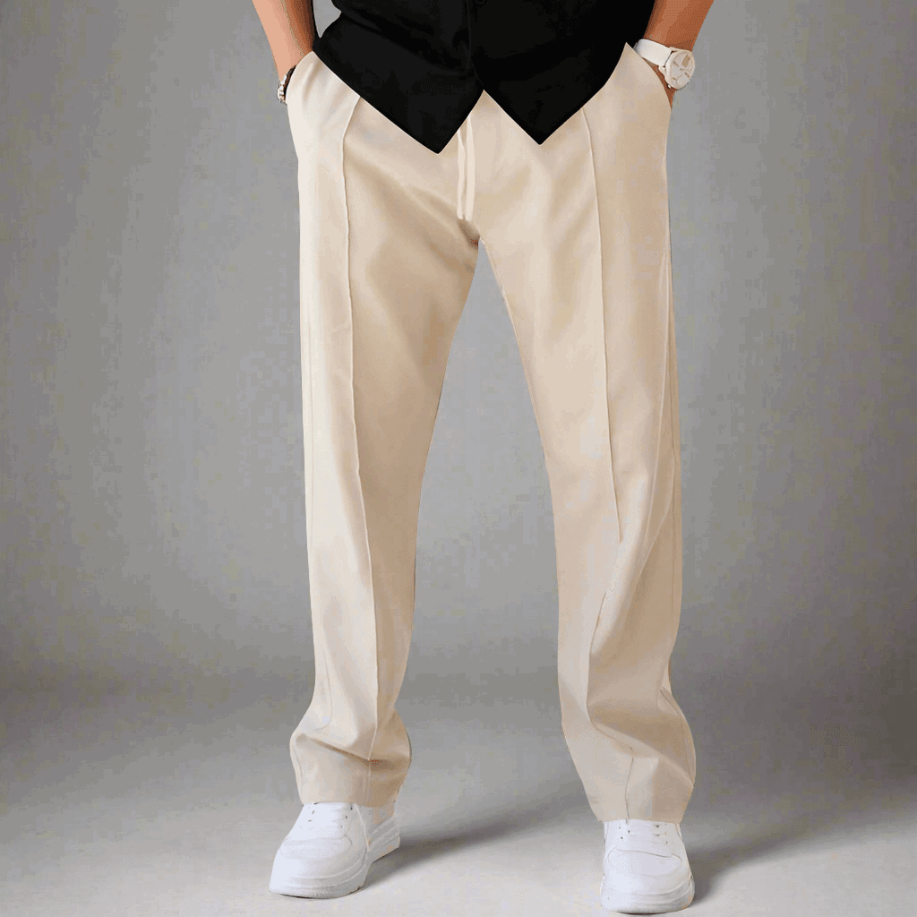 Men's Casual Drawstring Trousers Apricot Infinite Avenue