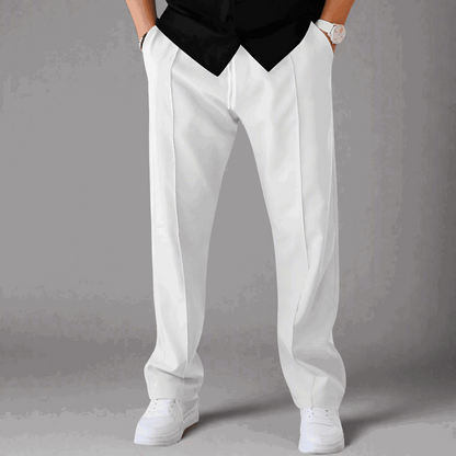 Men's Casual Drawstring Trousers White Infinite Avenue