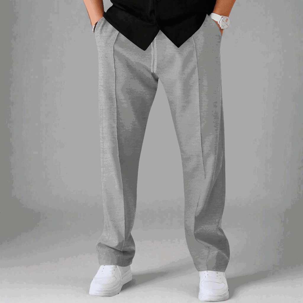 Men's Casual Drawstring Trousers Light Grey Infinite Avenue