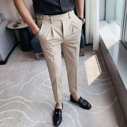 Men's Casual Suit Slim-fit Ankle-tied Cropped Pants - Infinite Avenue