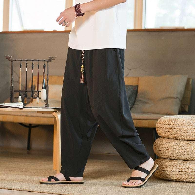 Men's Chinese Style Ice Silk Harem Pants - Infinite Avenue