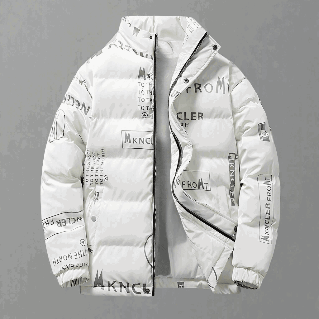 Men’s Fashion Winter Printed Jacket White Infinite Avenue