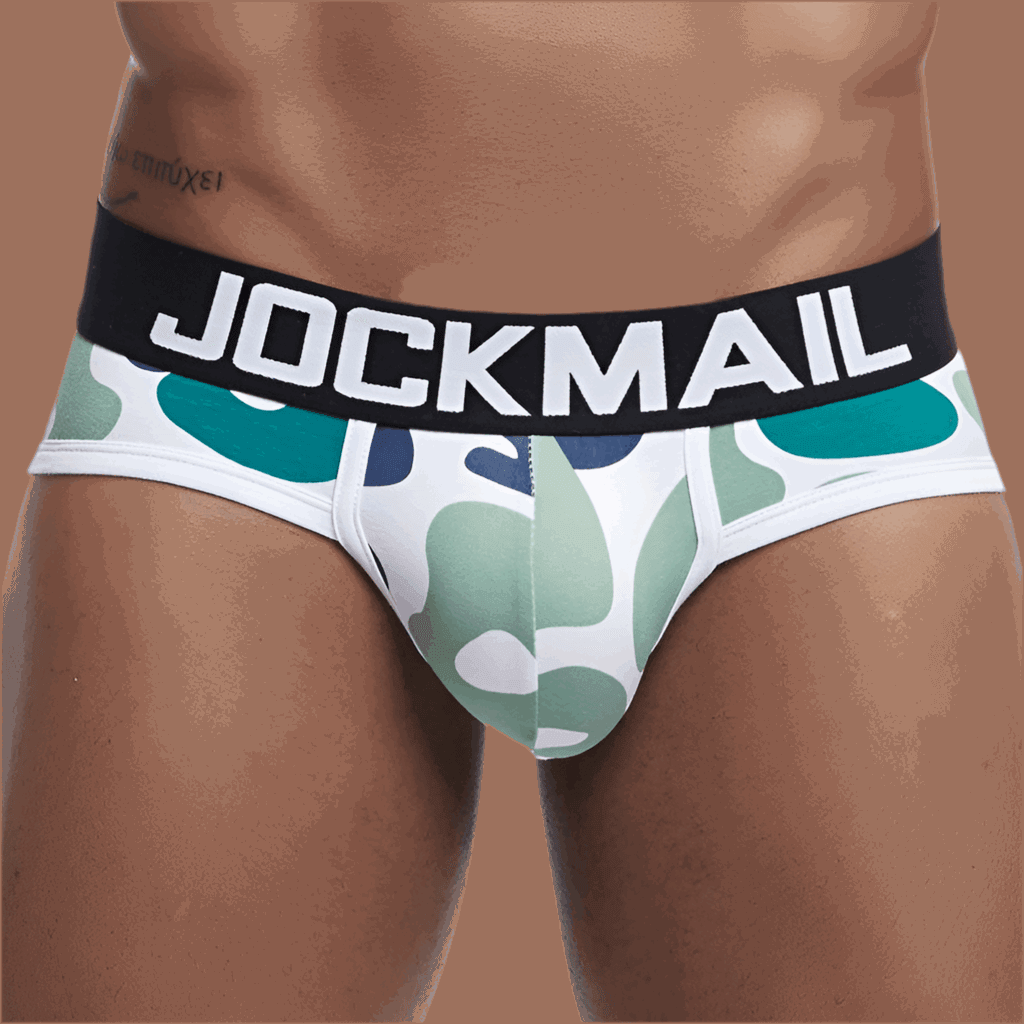 Men's Fashionable Camouflage Printed Cotton Briefs Green Infinite Avenue