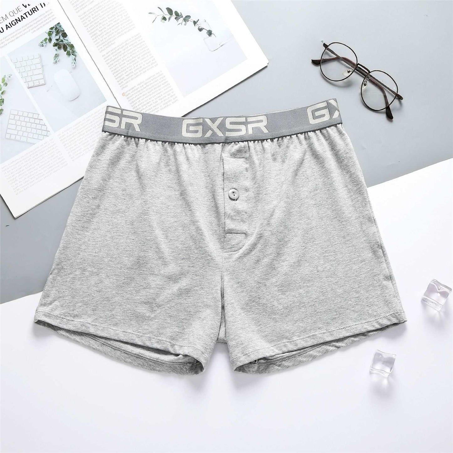 Men’s Low Waist Cotton Boxer Shorts - Breathable & Comfortable Gray Infinite Avenue