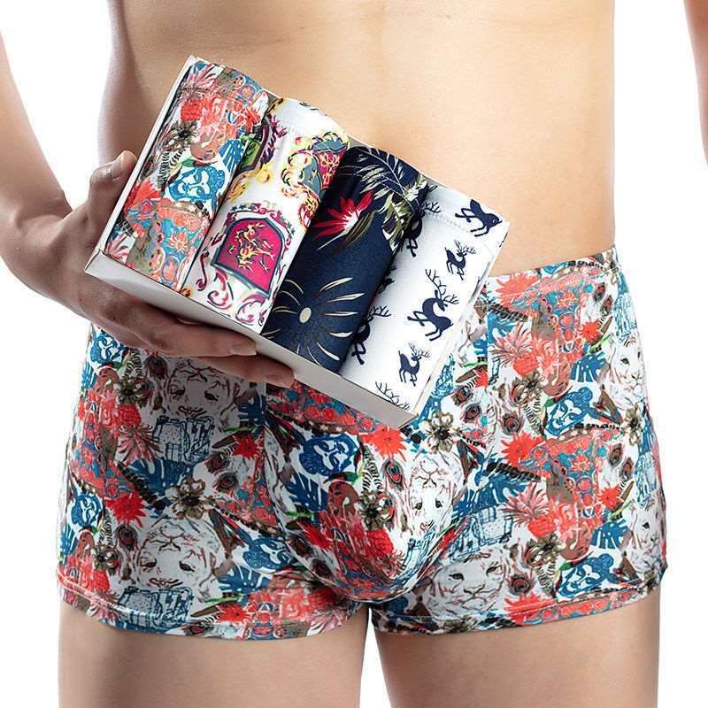 Men’s Mid-Waist Breathable Boxers White Tiger Style Infinite Avenue