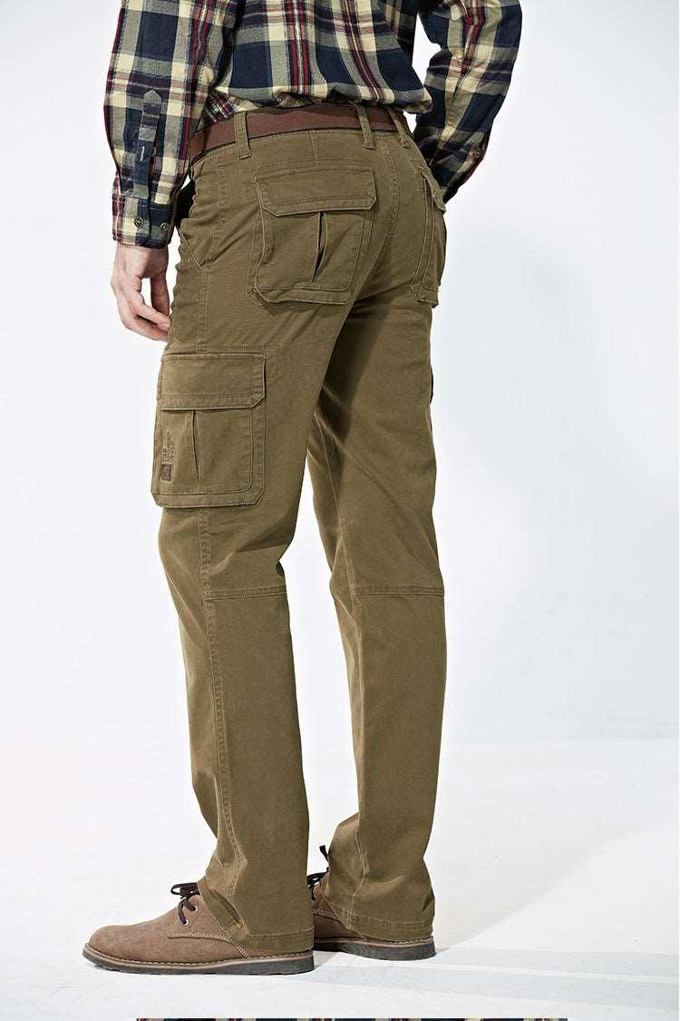 Men's Mid-Waist Multi-Pocket Outdoor Sports Trousers Khaki Infinite Avenue