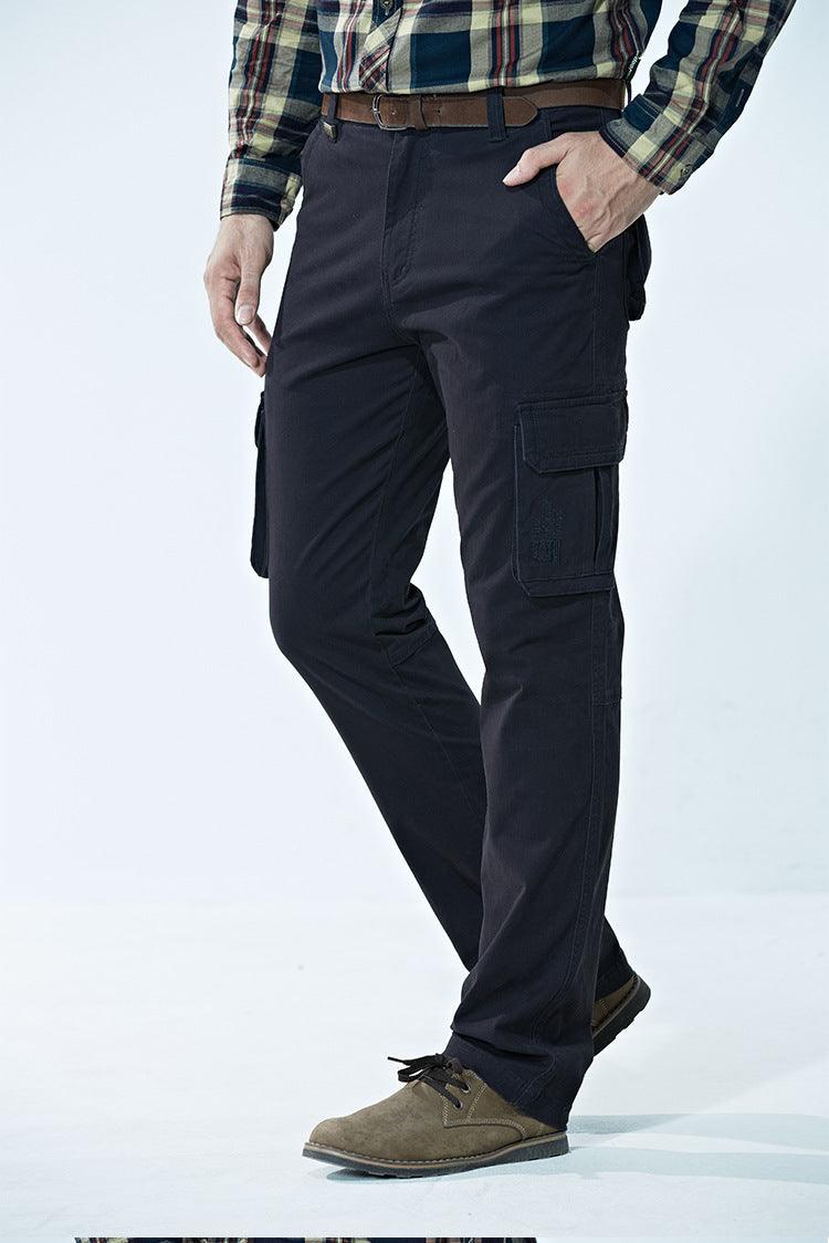 Men's Mid-Waist Multi-Pocket Outdoor Sports Trousers Black and Blue Infinite Avenue