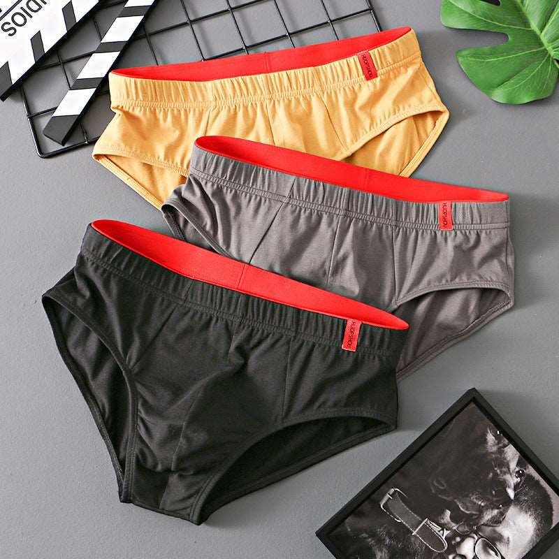 Men’s Pure Cotton Low-Waist Breathable Briefs Turmeric Dark Gray Black Infinite Avenue