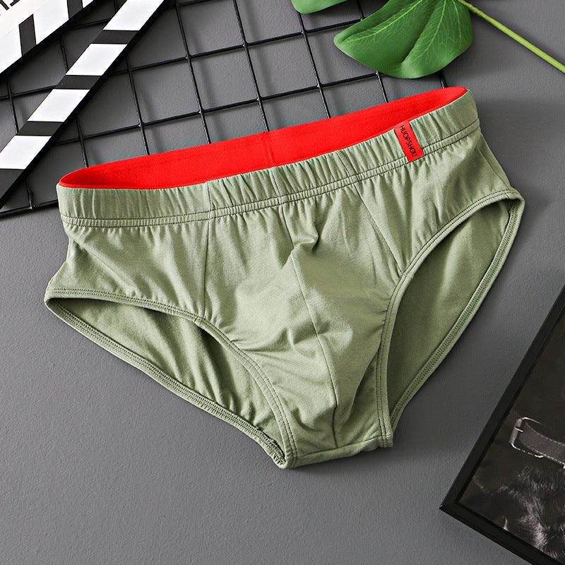 Men’s Pure Cotton Low-Waist Breathable Briefs Green Infinite Avenue