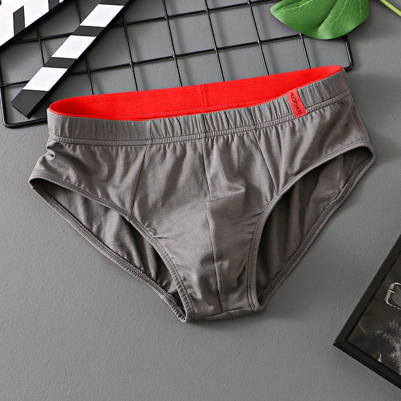 Men’s Pure Cotton Low-Waist Breathable Briefs Dark Gray Infinite Avenue