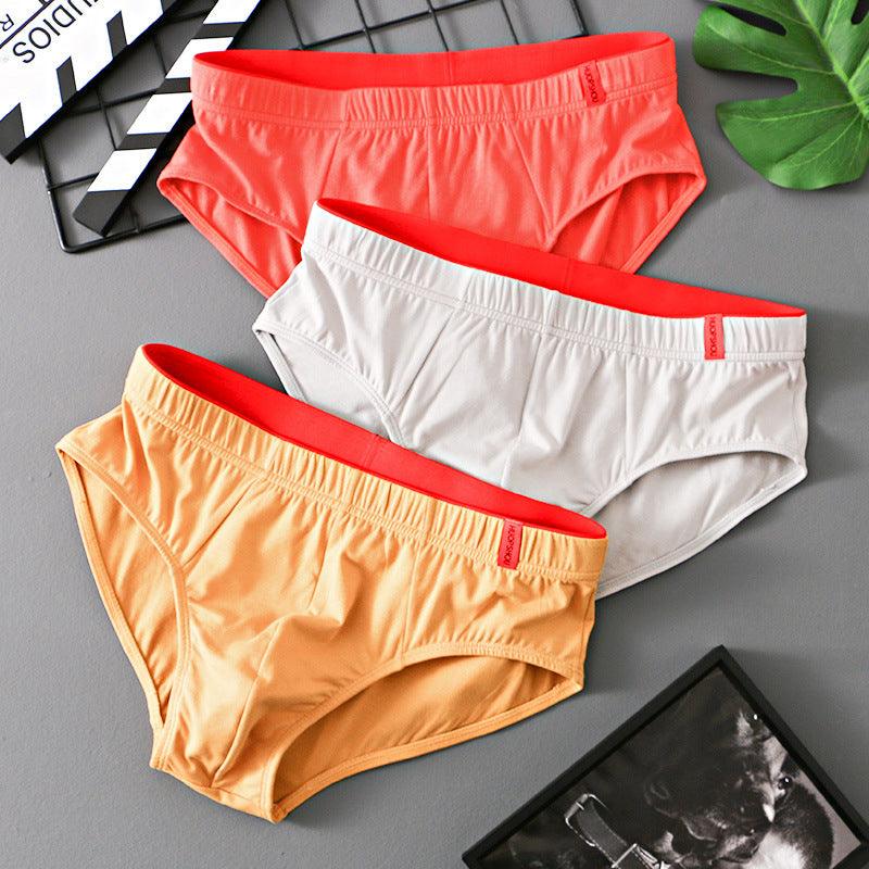 Men’s Pure Cotton Low-Waist Breathable Briefs Orange Light Gray Turmeric Infinite Avenue