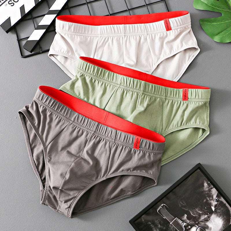 Men’s Pure Cotton Low-Waist Breathable Briefs Light Gray Green Dark Gray Infinite Avenue