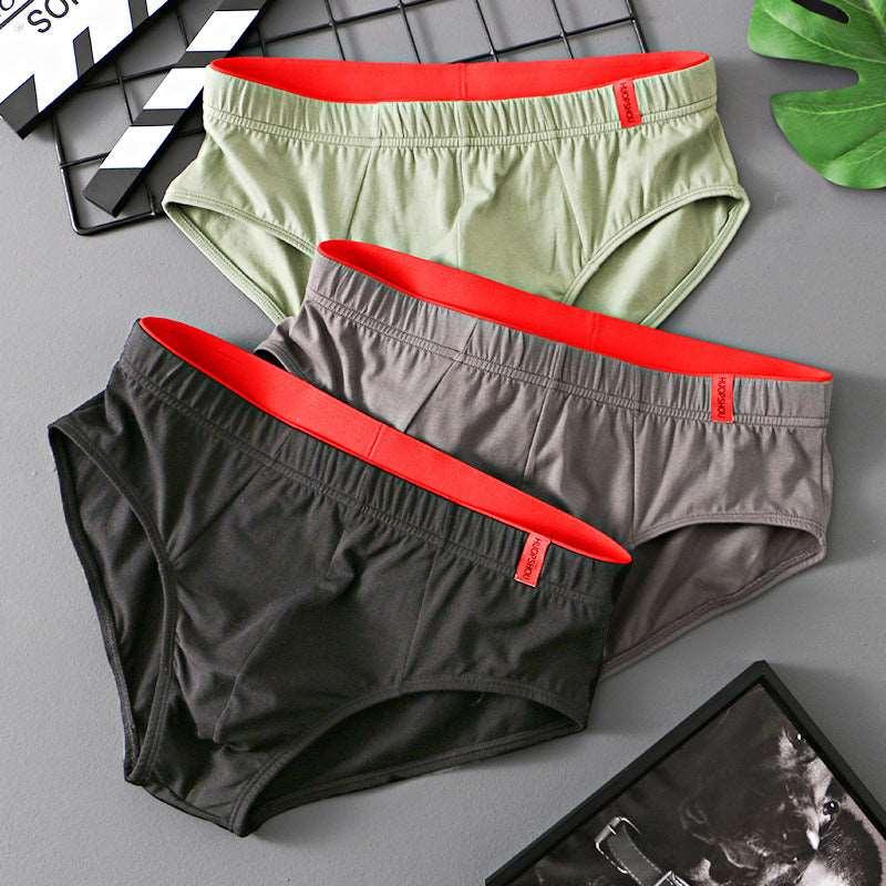 Men’s Pure Cotton Low-Waist Breathable Briefs Green Dark Gray Black Infinite Avenue