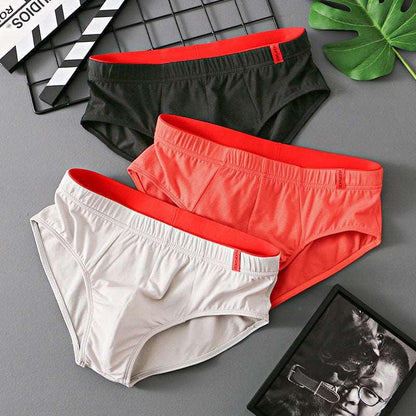 Men’s Pure Cotton Low-Waist Breathable Briefs Black Orange Light Gray Infinite Avenue