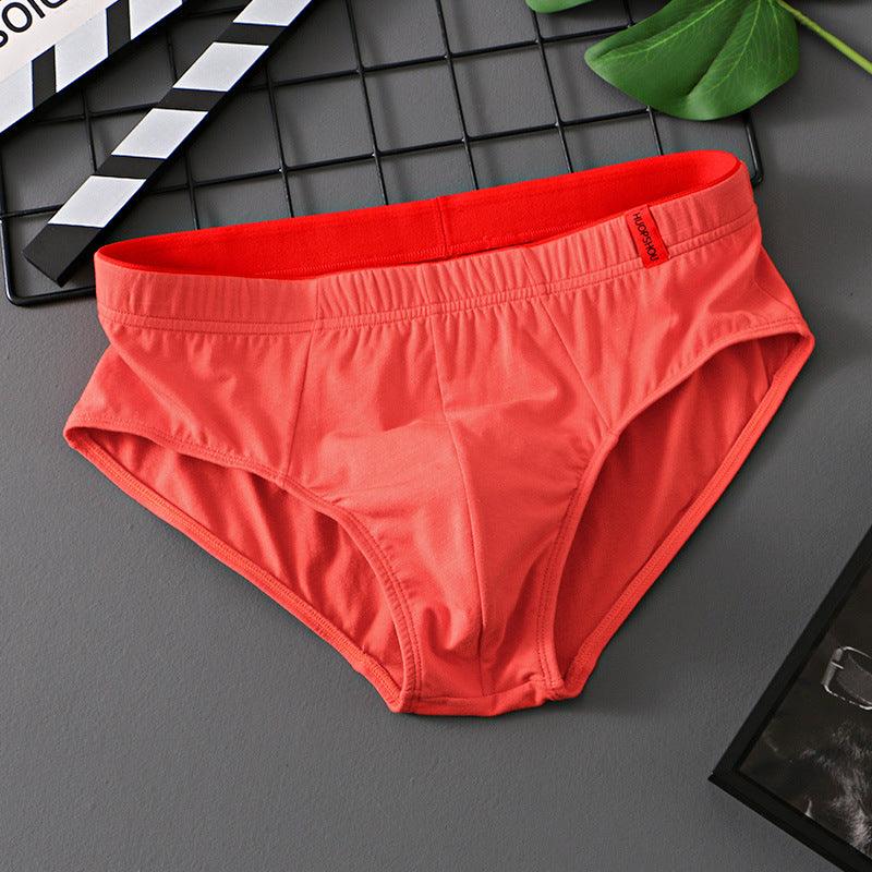 Men’s Pure Cotton Low-Waist Breathable Briefs Orange Infinite Avenue