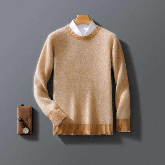 Men's Pure Wool Round Neck Pullover Sweater - Infinite Avenue