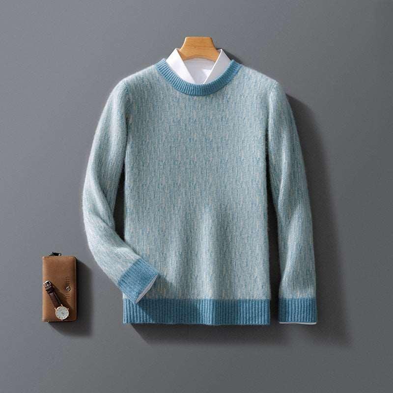 Men's Pure Wool Round Neck Pullover Sweater Mint Green Infinite Avenue