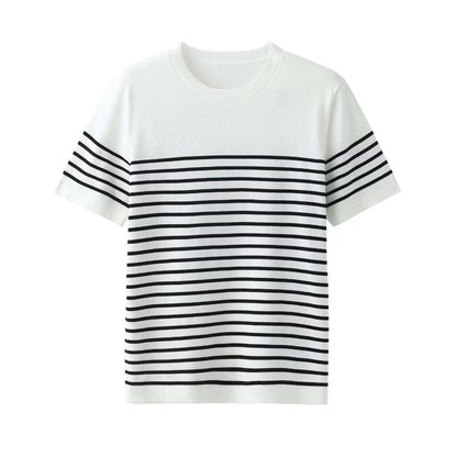 Men's Retro Navy Striped Knit Tee - Infinite Avenue