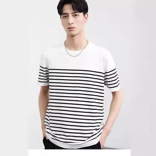 Men's Retro Navy Striped Knit Tee Infinite Avenue