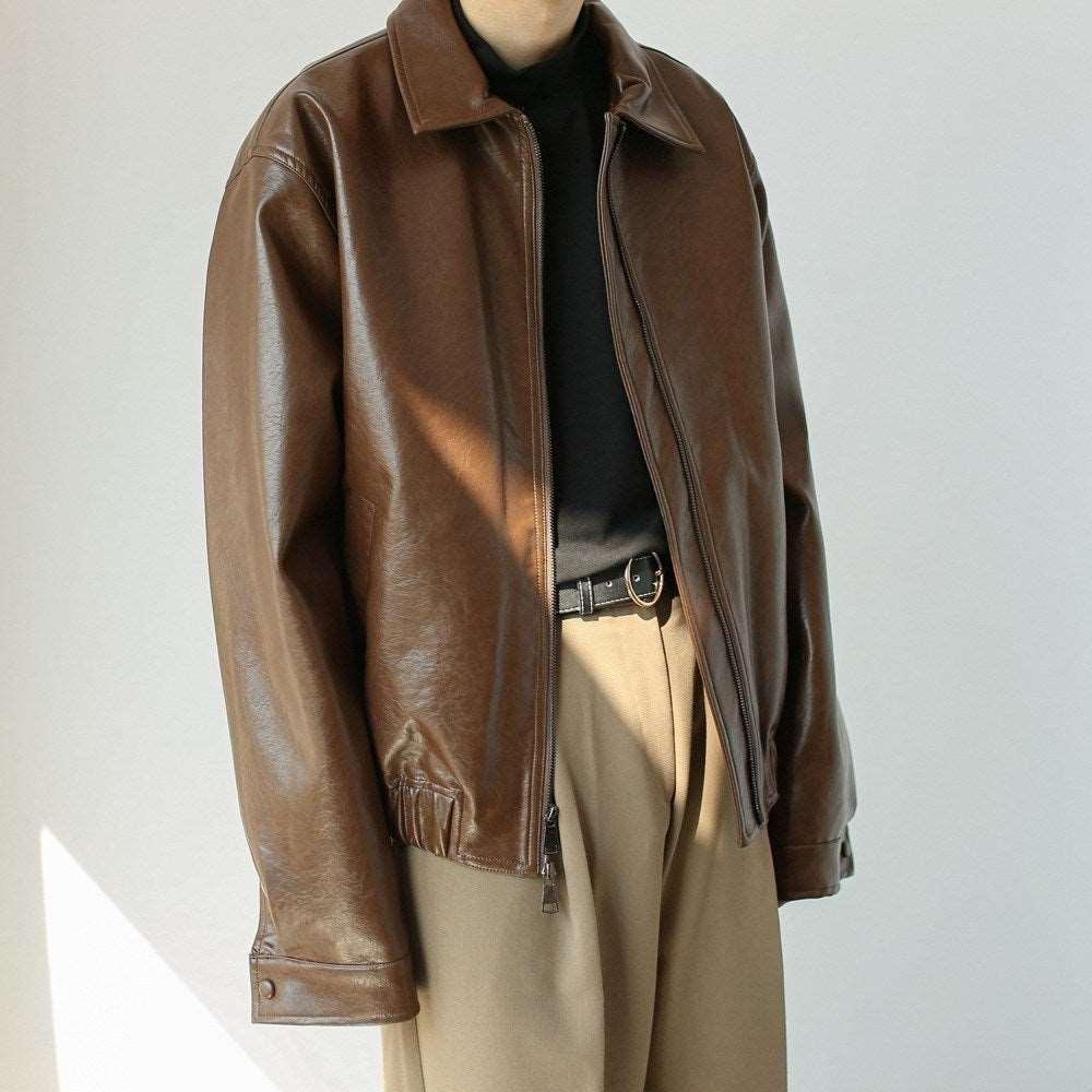 Men's Retro Short Personalized Leather Coat - Infinite Avenue