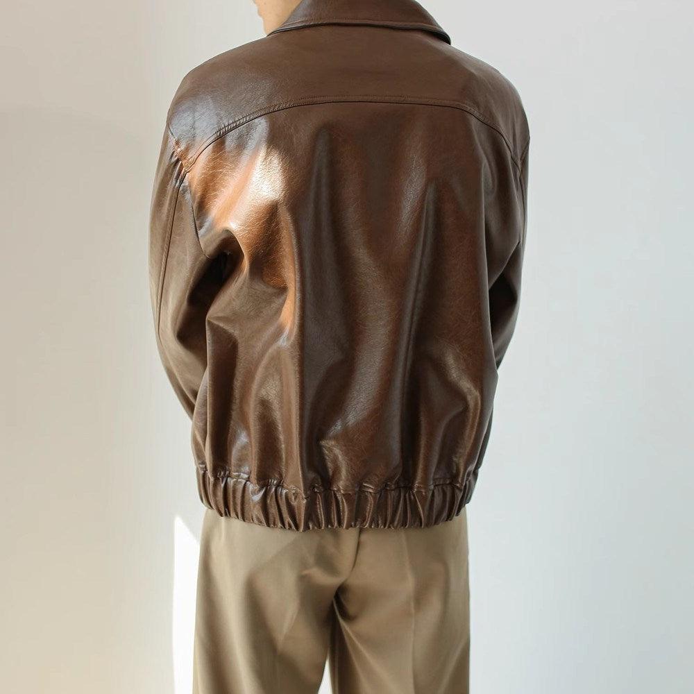 Men's Retro Short Personalized Leather Coat - Infinite Avenue