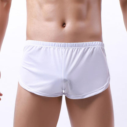 Men’s Silky Sports Underwear Shorts with Round Edge White Infinite Avenue