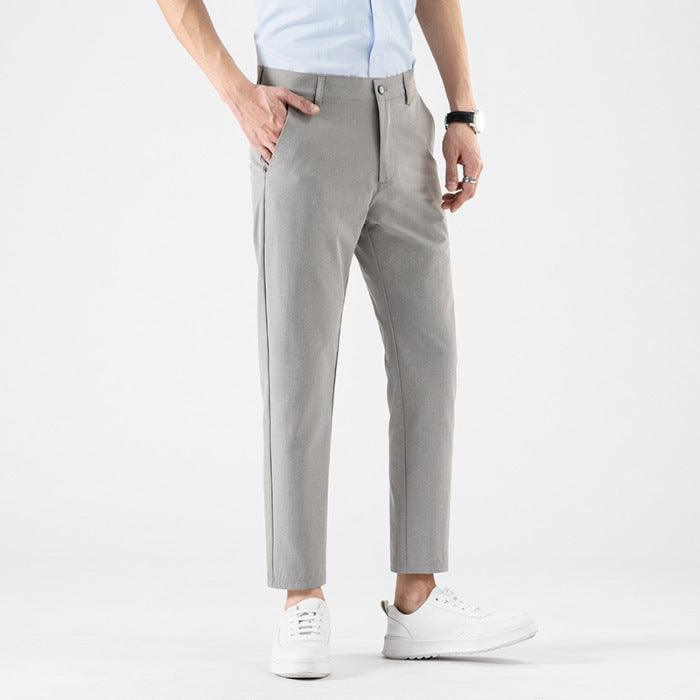 Men’s Slim Fit Cropped Suit Pants Light Gray Infinite Avenue