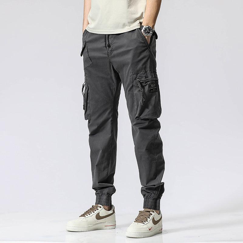 Men’s Trendy Elastic Waist Cotton Work Pants Dark Gray Infinite Avenue