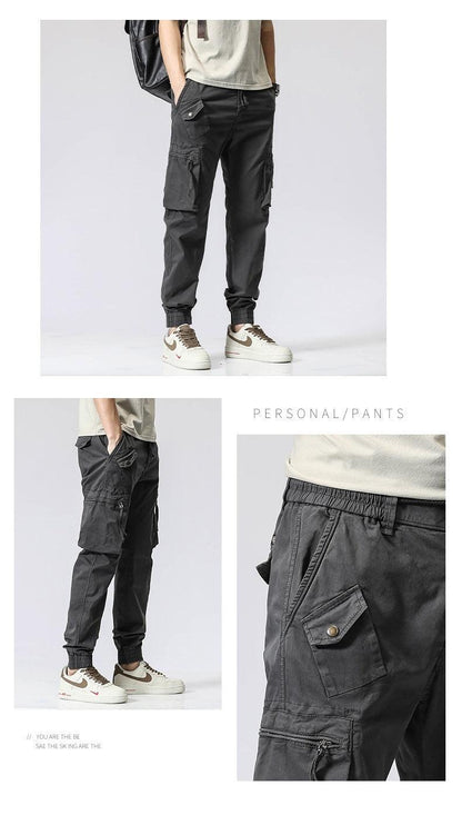 Men’s Trendy Elastic Waist Cotton Work Pants - Infinite Avenue