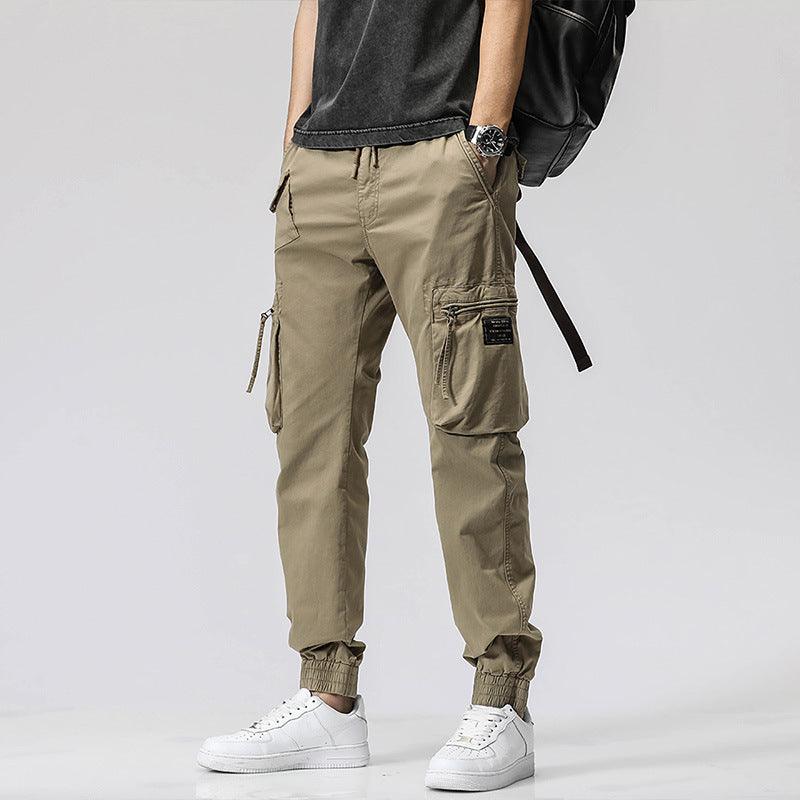 Men’s Trendy Elastic Waist Cotton Work Pants Khaki Infinite Avenue