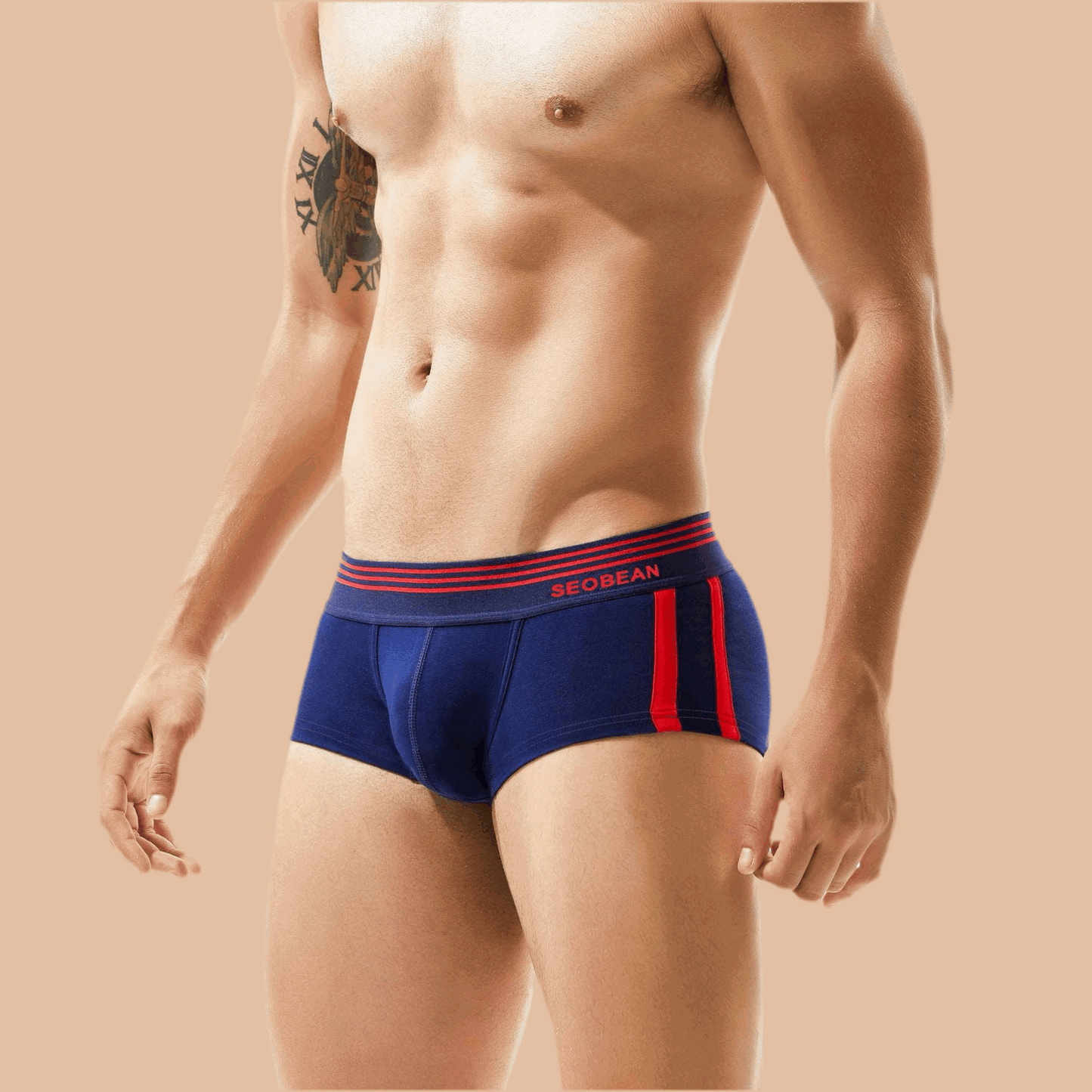 Men's Underwear Low Waist Cotton Boxer Briefs Dark Blue Infinite Avenue